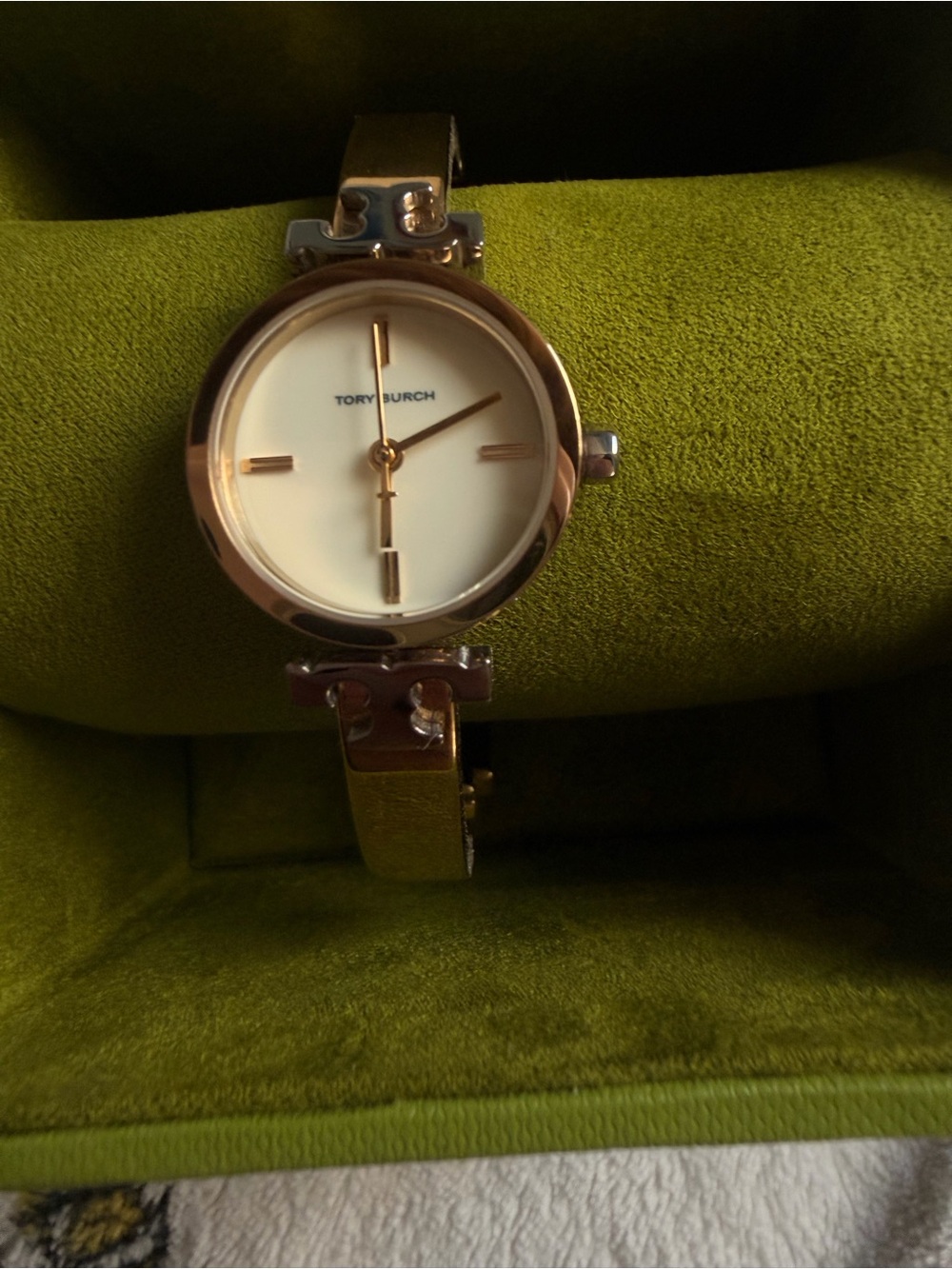 Tory Burch Gold-Tone Bracelet Watch with White Dial